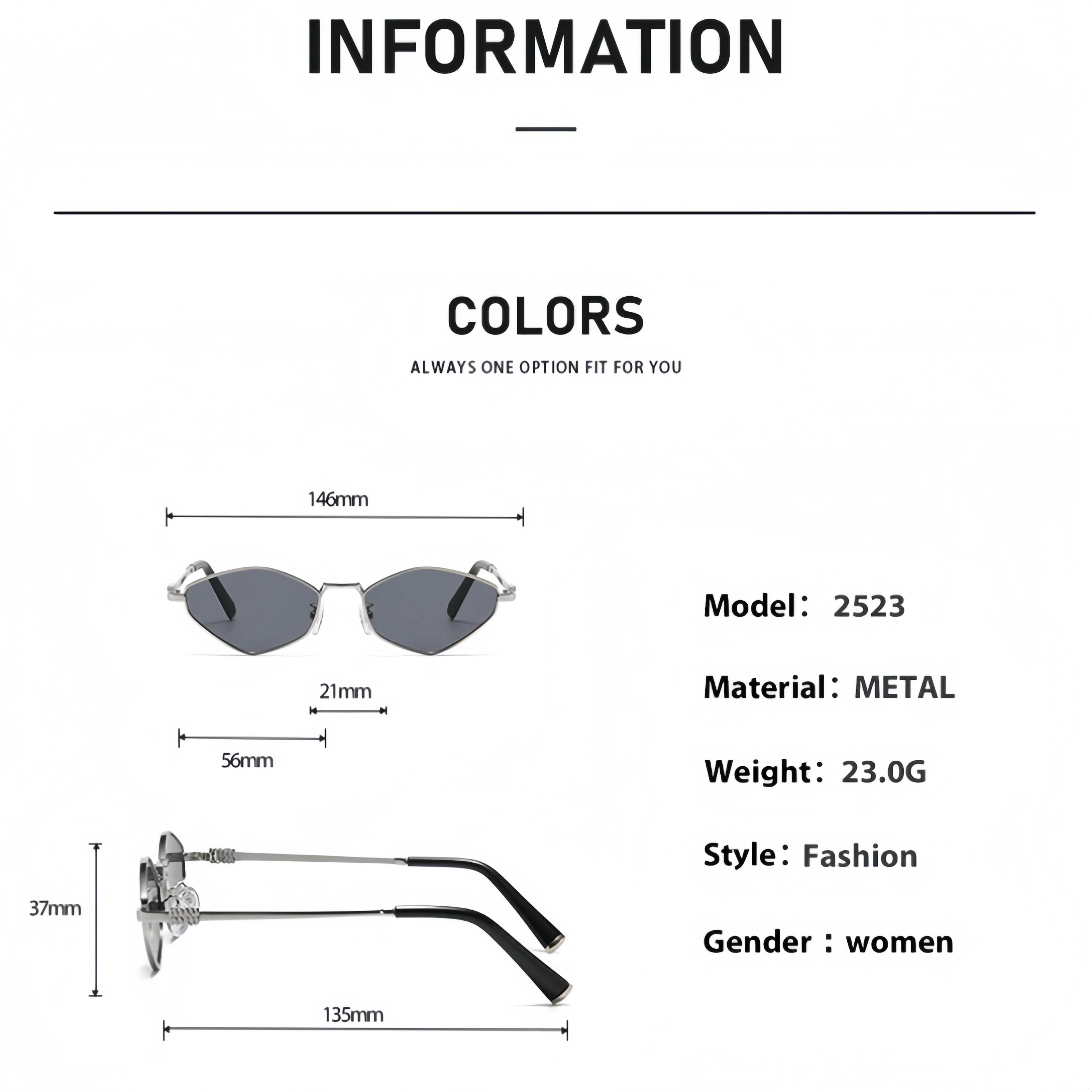 Lunettes de soleil en métal en forme de losange tendance pour femmes, polyvalentes pour la photograp