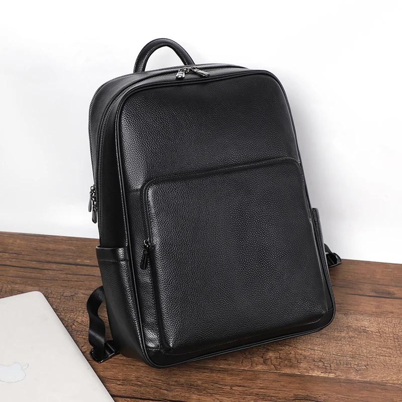 100% vache en cuir véritable hommes sacs à dos mode véritable cuir naturel étudiant sac à dos garçon