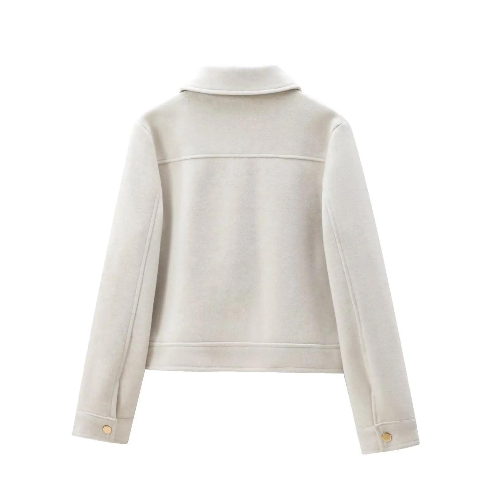 Veste à fermeture éclair pour femme, manteau d'hiver à manches longues avec poches, manteau court de