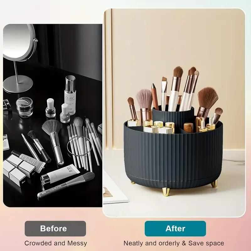 Porte-pinceaux de maquillage rotatif à 360 °, stockage de bureau multifonctionnel, stockage de cosmé
