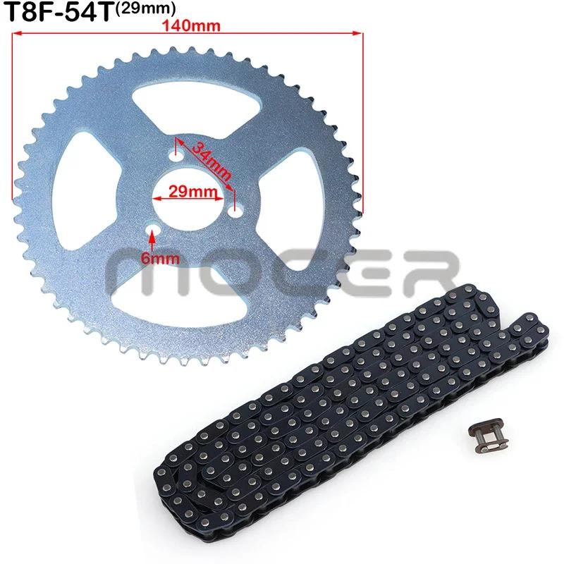 Oh à maillons pour mini moto, dents T8F, 54T, 26mm, 29mm, 35mm, 54mm, Pignon arrière T8F 136, 47cc, 