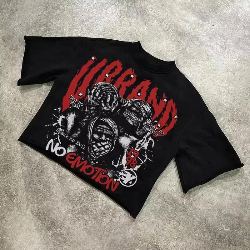 Nous sommes tous seul abstrait visage humain graphiques imprimé coton T-Shirt hommes Y2K manches cou