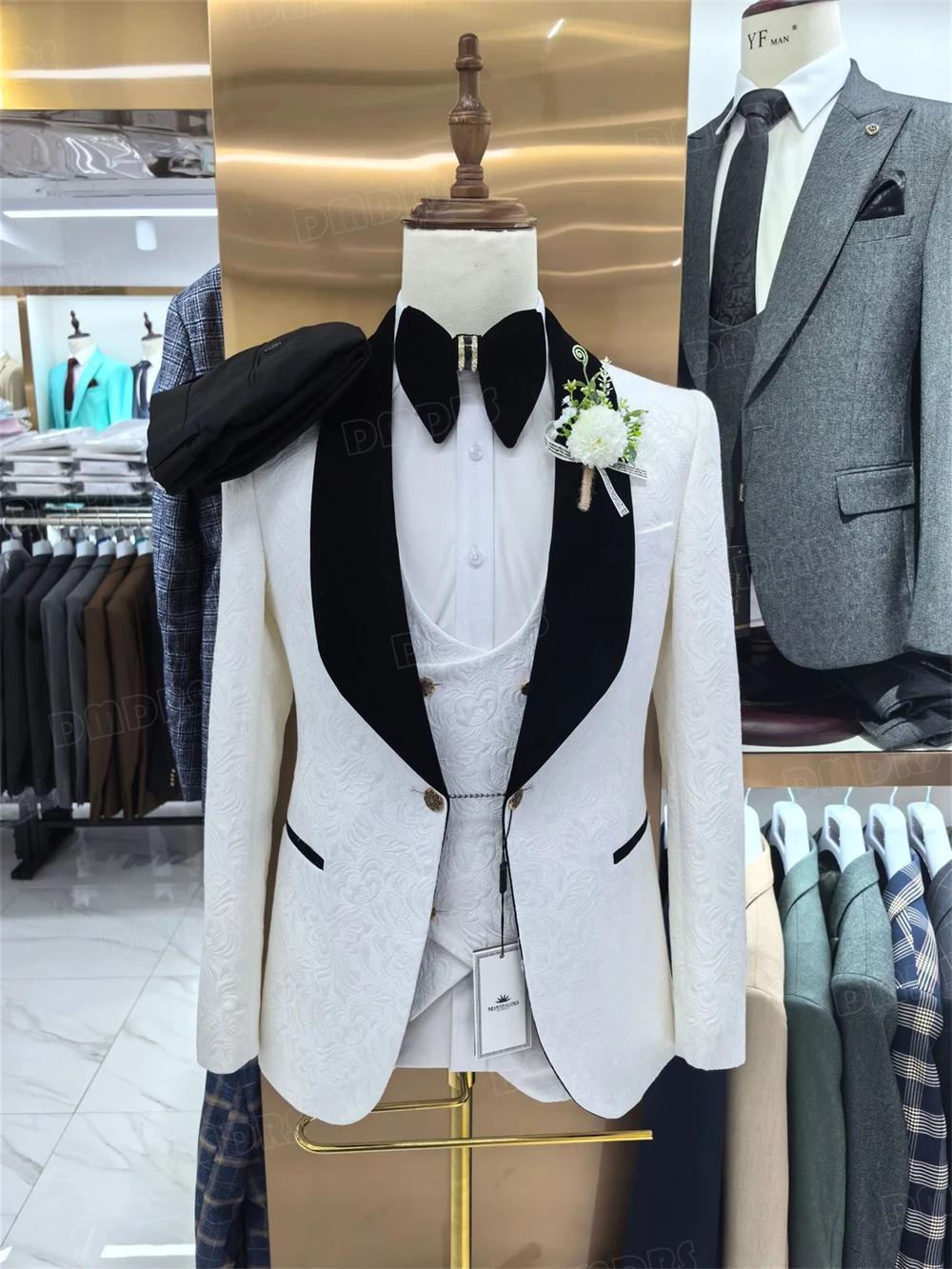 Mode Paisley hommes 3 pièces costume formel ensemble Blazer gilet pantalon mariage marié costumes me
