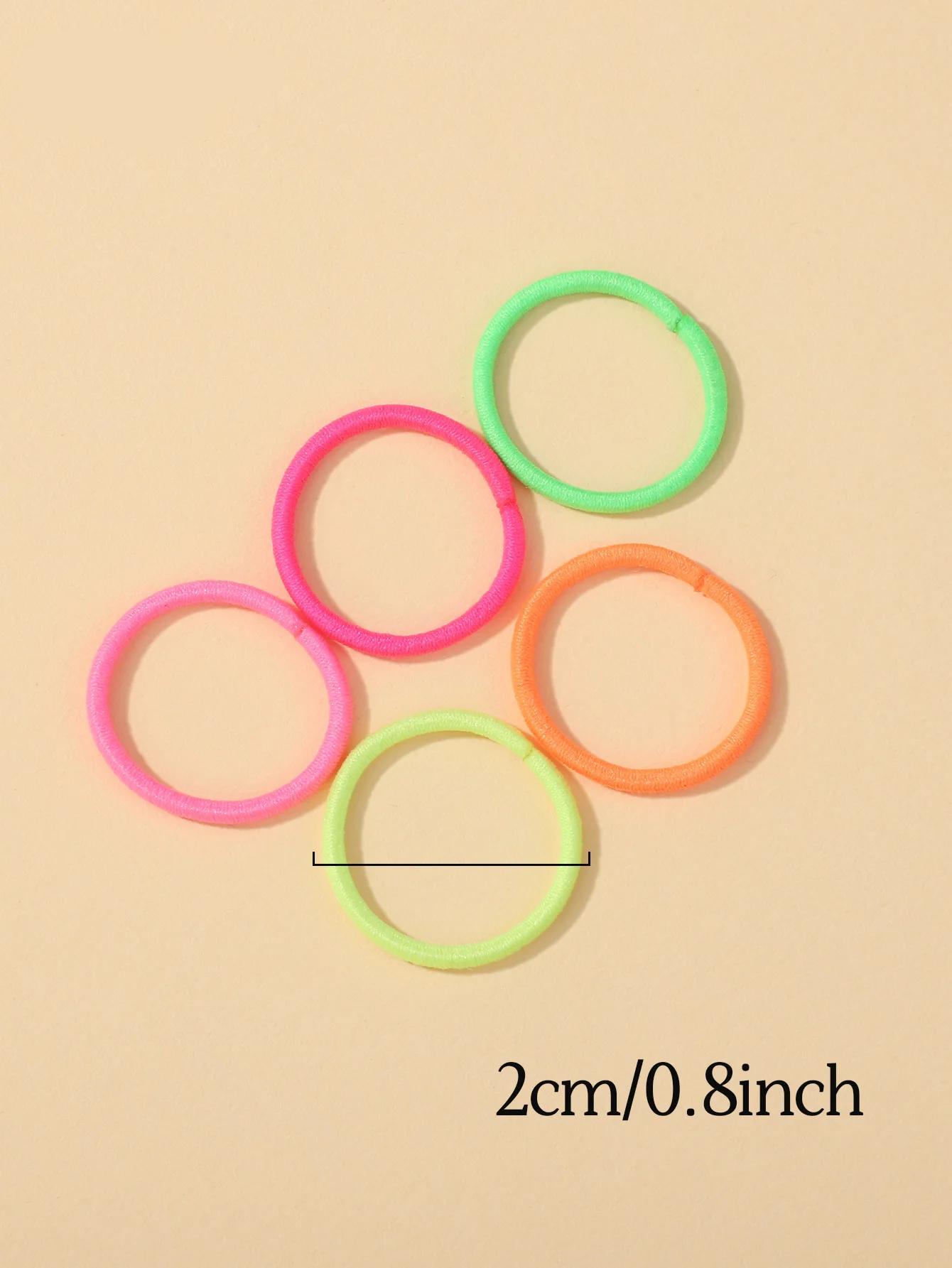 Lot de 100 élastiques à cheveux de 2cm, bandes colorées en caoutchouc et nylon, accessoires pour che