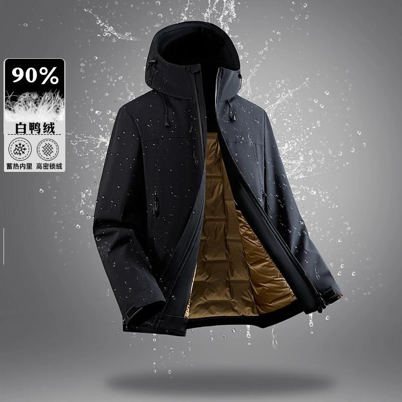 90% duvet de canard blanc hommes imperméable coupe-vent chaud doudoune 2025 veste d'hiver décontract