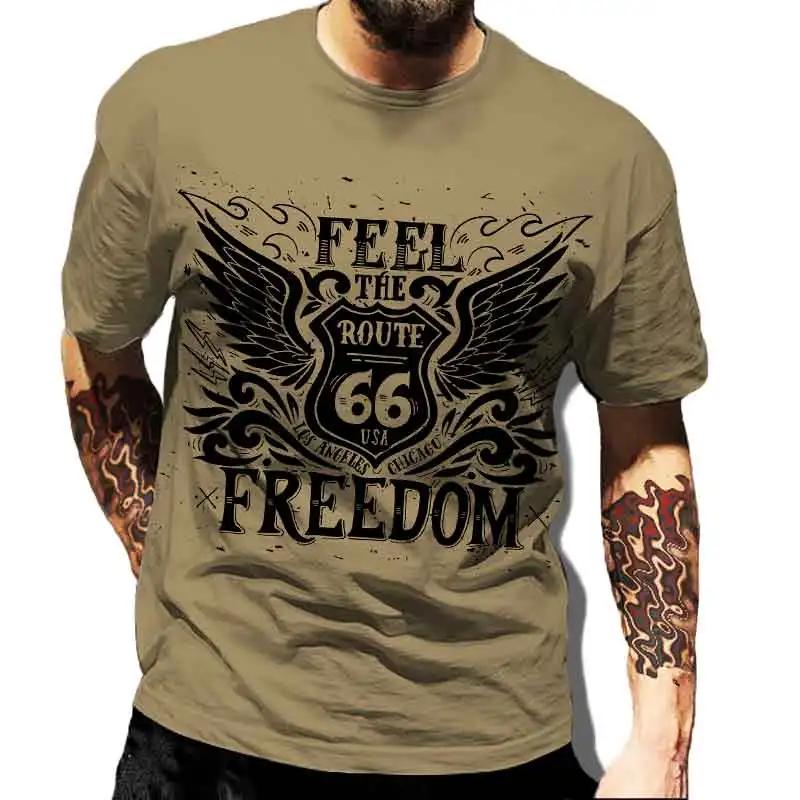 US Route 66 imprimé nouveau T-Shirt Vintage pour hommes taille européenne hauts Hip-Hop T-Shirt homm