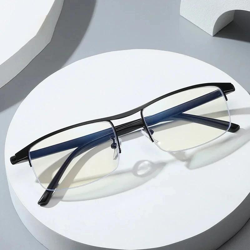 Lunettes de lecture multifocales progressives pour femmes et hommes, Anti-lumière bleue, demi-montur