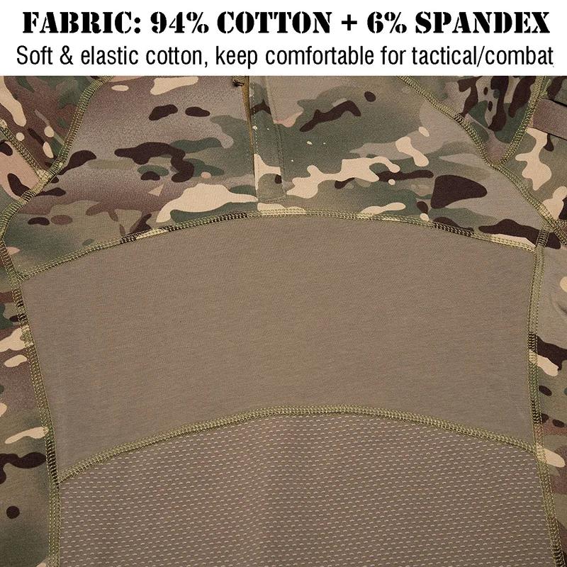 Chemise de Combat tactique de Camouflage pour hommes, en coton extensible, uniforme à fermeture écla