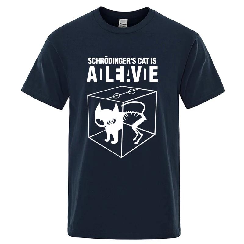 T-shirt homme Top qualité coton Schrodinger chat imprimé été à manches courtes hommes T-shirt décont