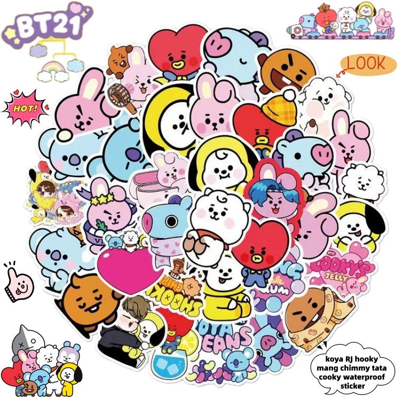 Autocollant de dessin animé BT21 koya RJ Shooky Man Chimmy Tata Cooky, accessoire d'animation second
