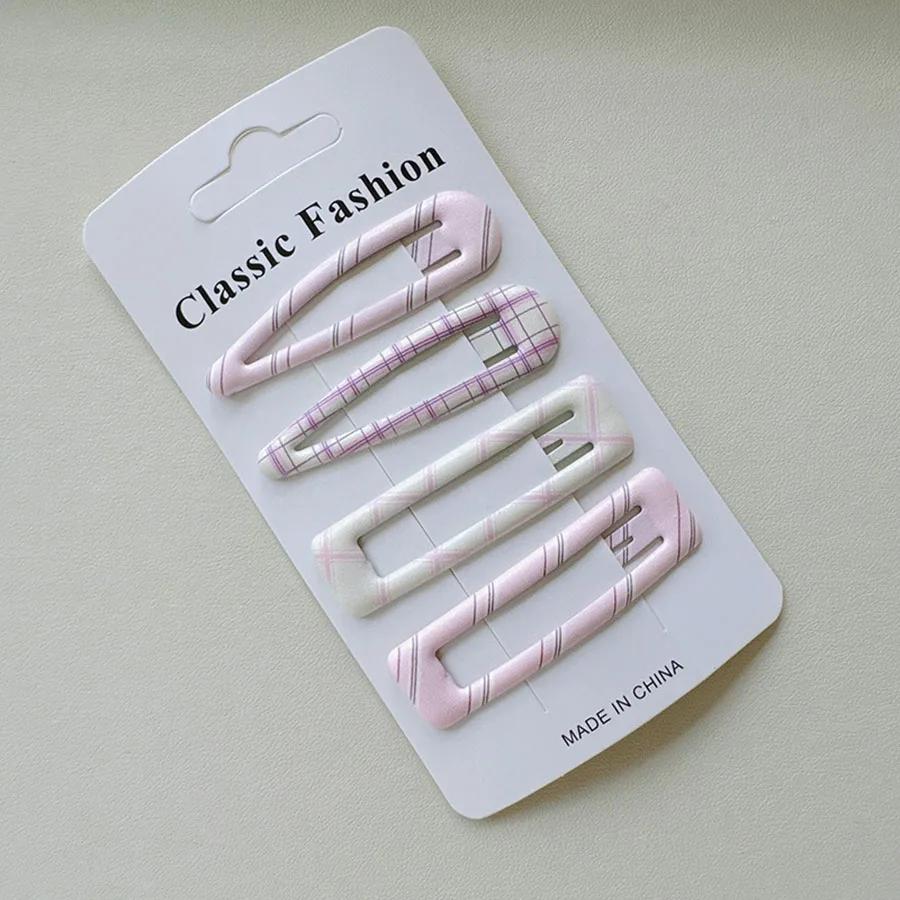 Épingle à cheveux BB à carreaux, 4 pièces, Clips latéraux pour filles et femmes, accessoires pour ch
