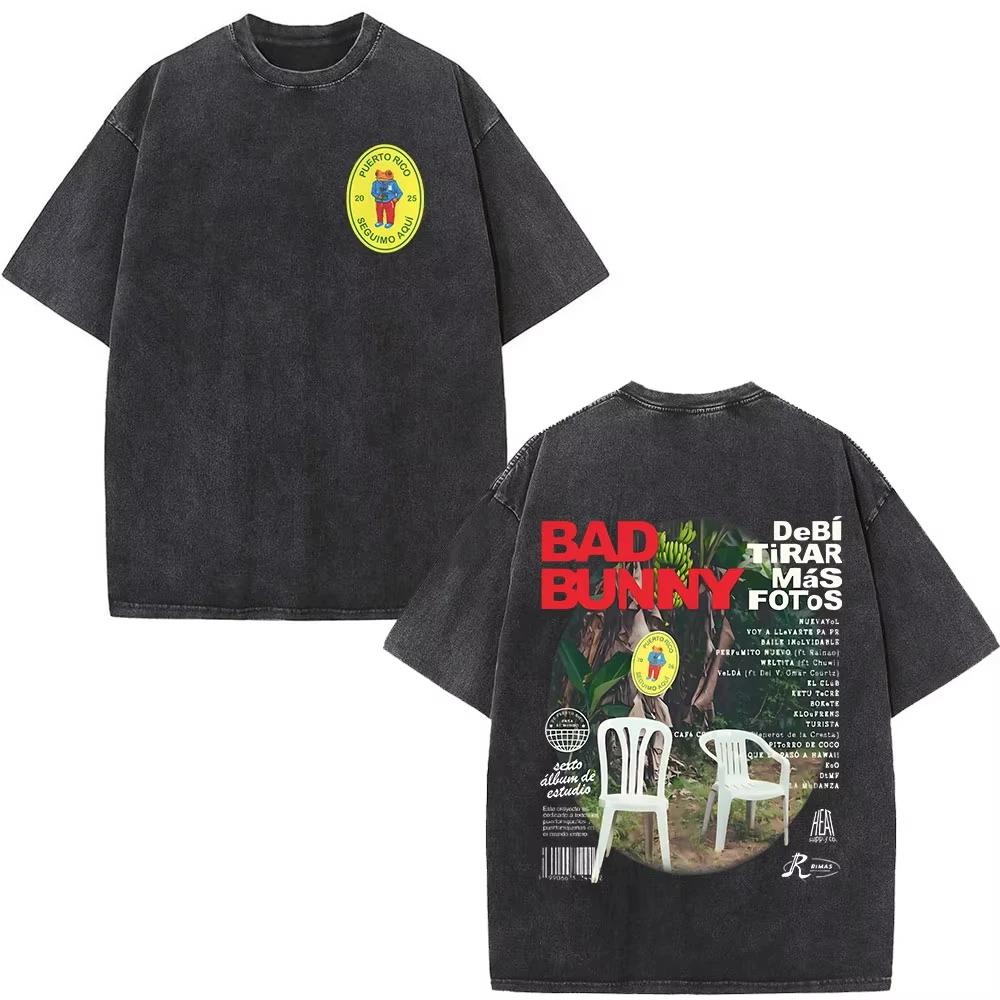 T-shirts vintage délavés pour hommes, style hip-hop, à manches courtes, streetwear, avec l'imprimé d