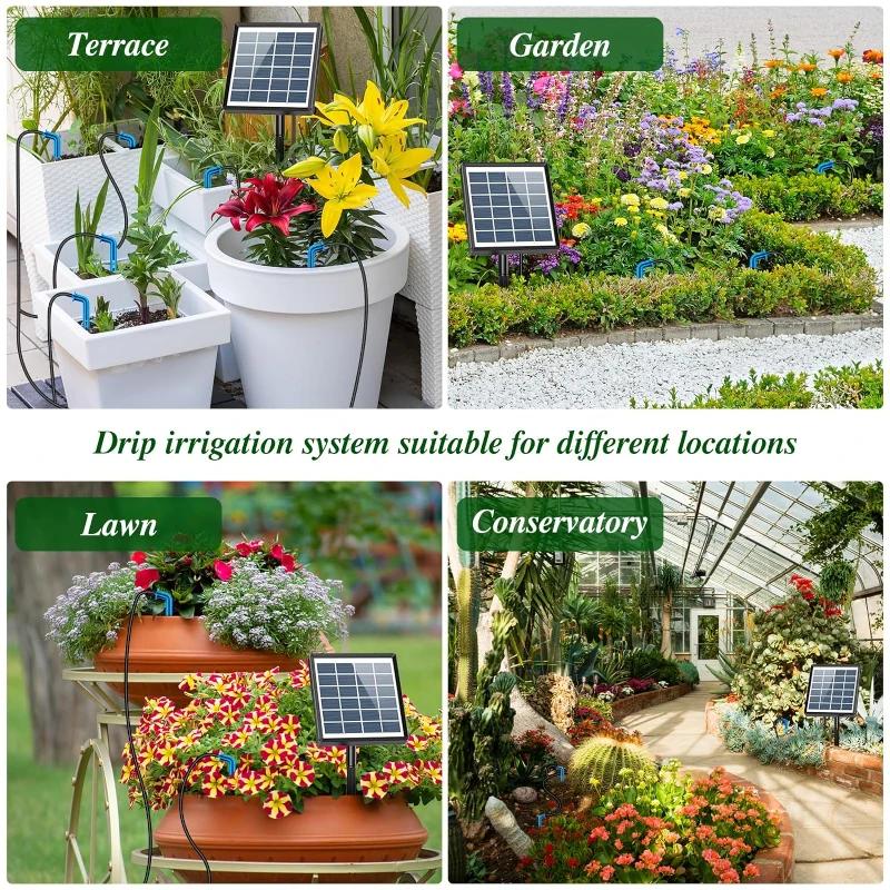 Kit d'irrigation goutte à goutte pour plantes en pot, système solaire pour jardin, système d'arrosag