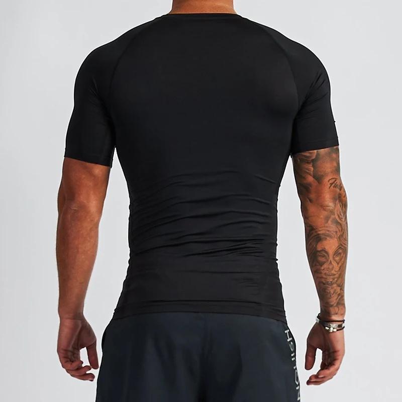 T-shirt à manches courtes de Compression pour hommes, Fitness, course à pied, basket-ball, vêtements