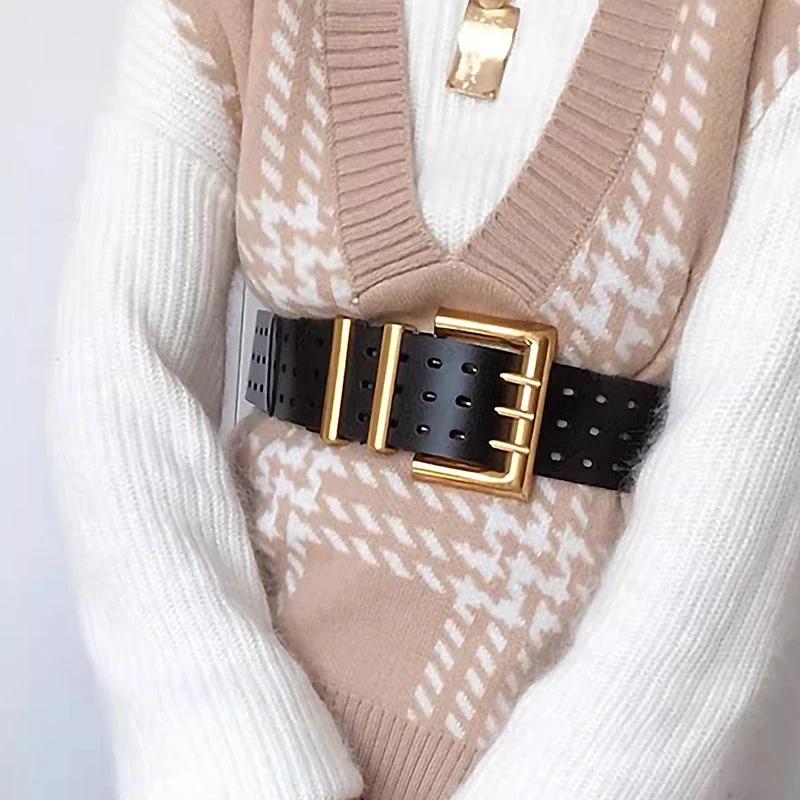Marques de luxe haut de gamme, ceinture en cuir élégante pour femmes, large ceinture pour femmes, co