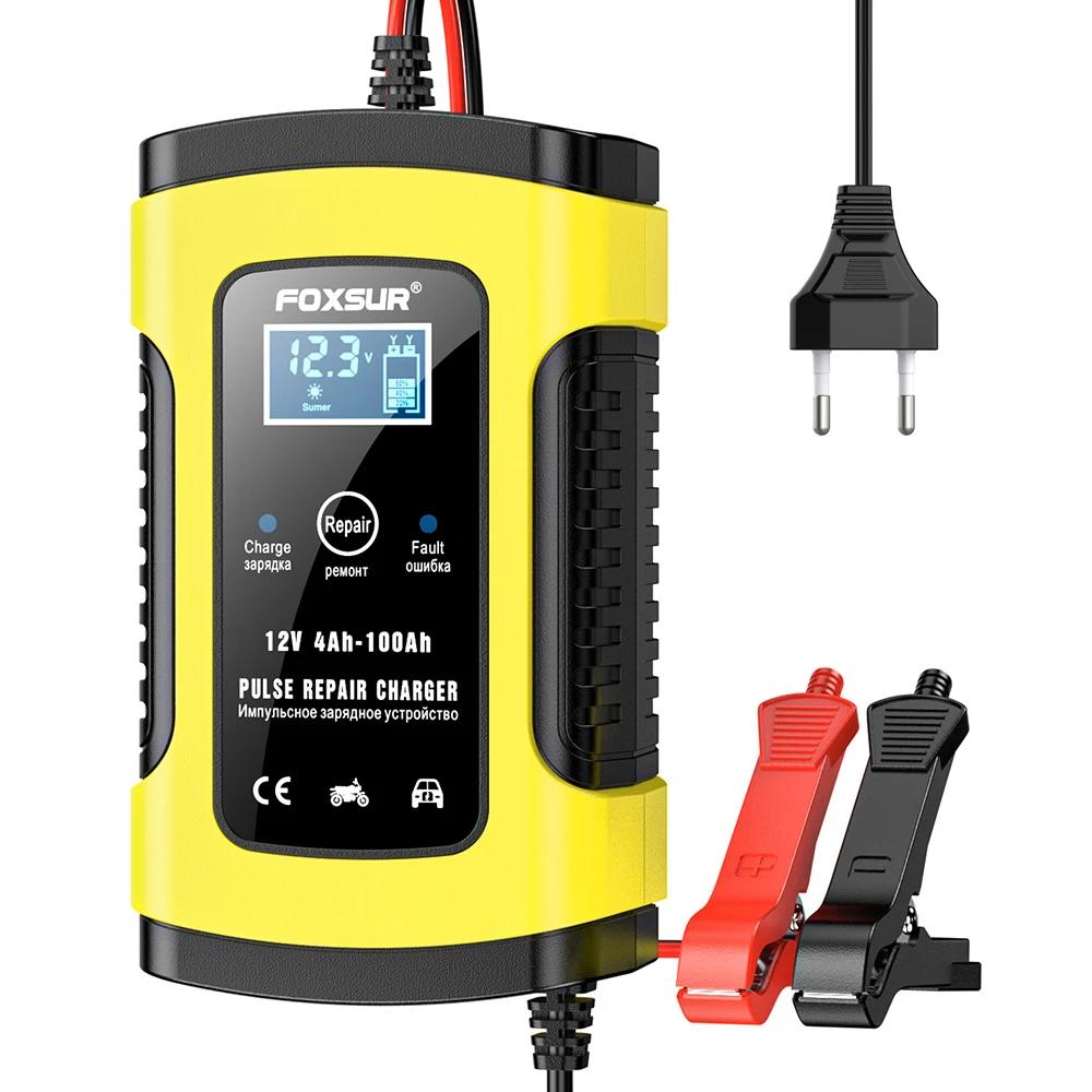 Foxsur – chargeur de batterie de voiture automatique 12V 5a, charge rapide intelligente, pour GEL AG