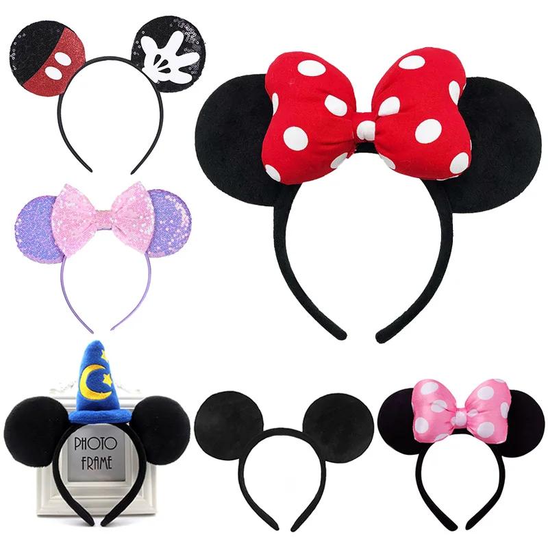 Bandeau souris oreilles de dessin animé, nœuds à paillettes, accessoires pour cheveux de fête Cospla