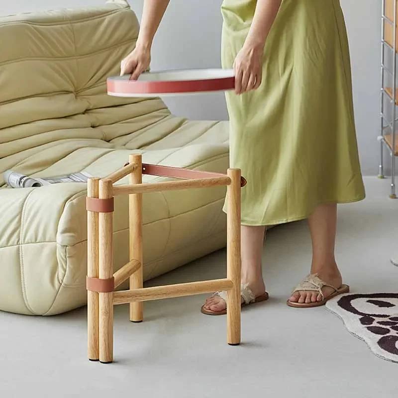 Tables basses de luxe en bois massif, table d'appoint de canapé vintage, petite escalier circulaire 