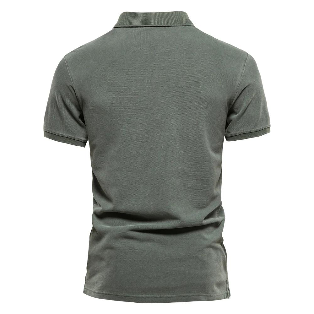 AIOPEON 100% coton couleur unie hommes polos décontracté à manches courtes couverture hommes chemise