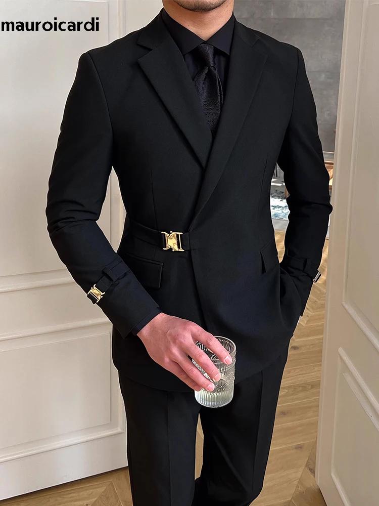 Mauroicardi-Blazer Slim Fit pour Femme, Noir, Blanc, Élégant, Chic, Intelligent, Décontracté, Mariag