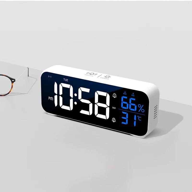 Réveil numérique de Table, horloge électronique avec température, humidité, jour de la semaine et do