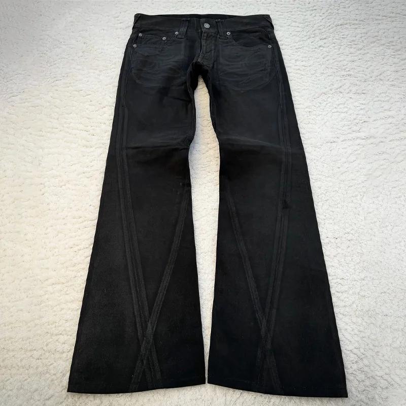 vintage X ray épilation tribal broderie hommes jeans évasés gothique haute rue unisexe punk slim fit