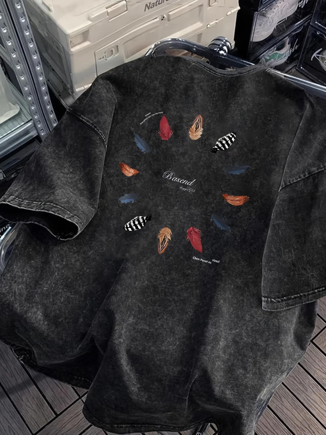 T-shirt d'été pour homme, style vintage, imprimé, col rond, décontracté, pour usage extérieur, 100% 