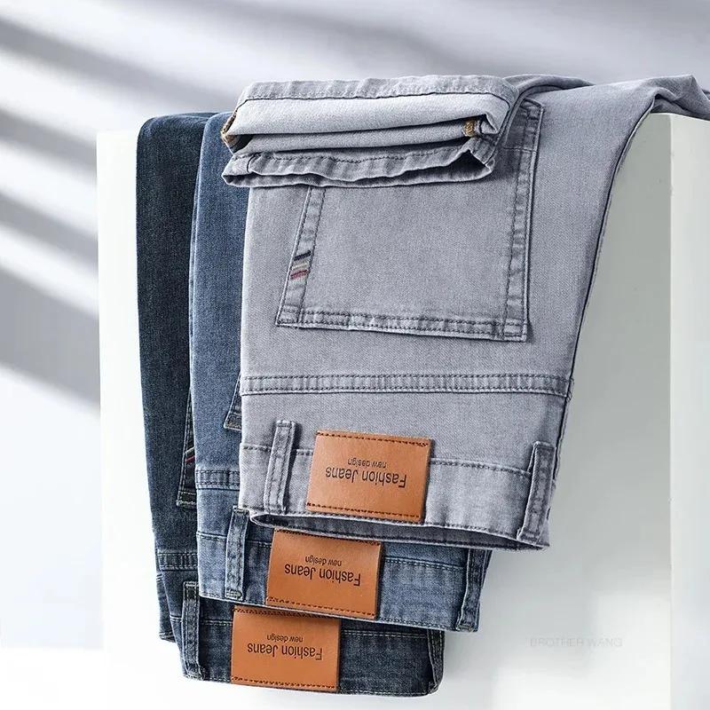 Été élastique hommes jean mode gris confortable affaires droite Stretch coton décontracté Denim pant