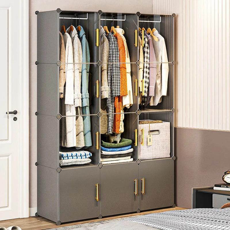 Armoire à Vêtements Robuste et Pliable en Plastique pour Chambre à Coucher, Meuble de Rangement en F