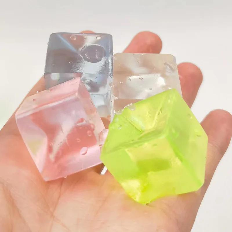 Fidget Toy Mini jouets spongieux Mochi bloc de glace balle anti-Stress jouet Kawaii Cube Transparent