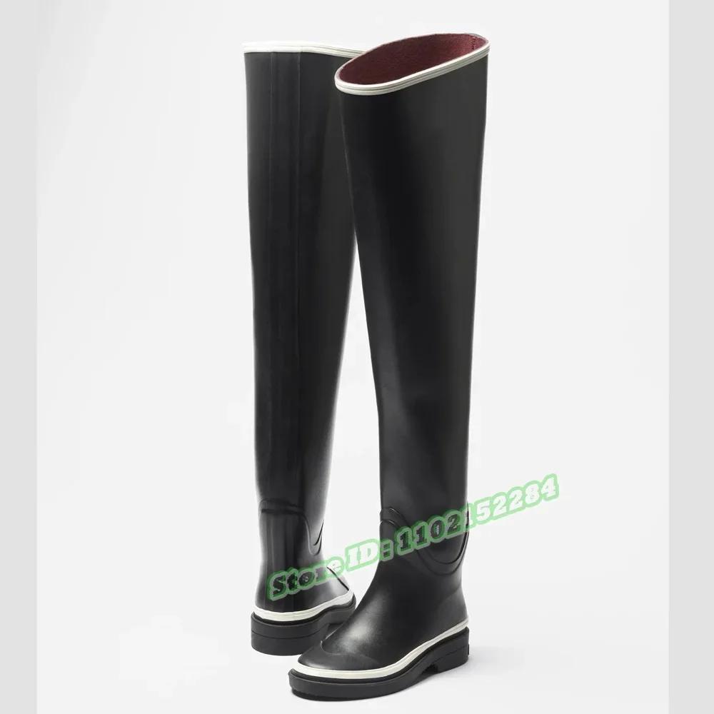 Bottes en cuir véritable à enfiler pour femmes, semelle optique, cuissardes rondes, Parker, talons é