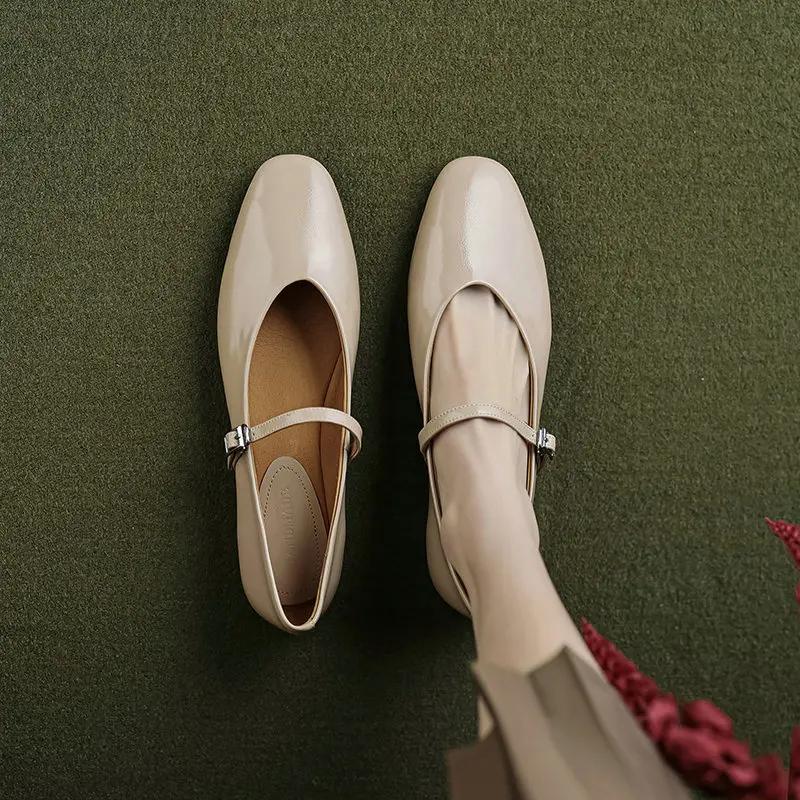 Call TAA-Chaussures plates en cuir véritable pour femme, chaussures de travail rondes, Mary Janes, p