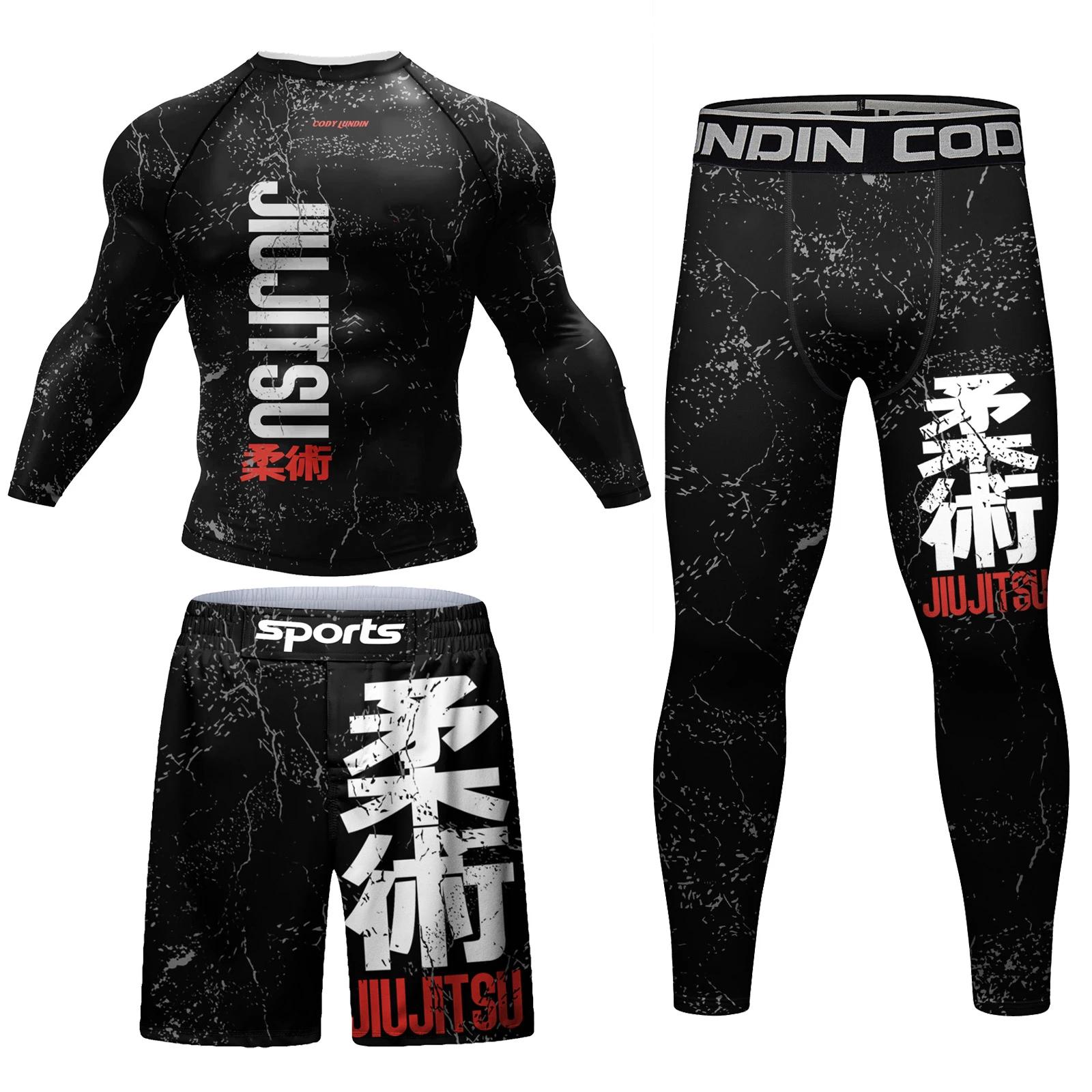 MMA Compression vêtements de Fitness hommes Jiu Jitsu Rashguard Sportsuit Muay Thai MMA Shorts anti-