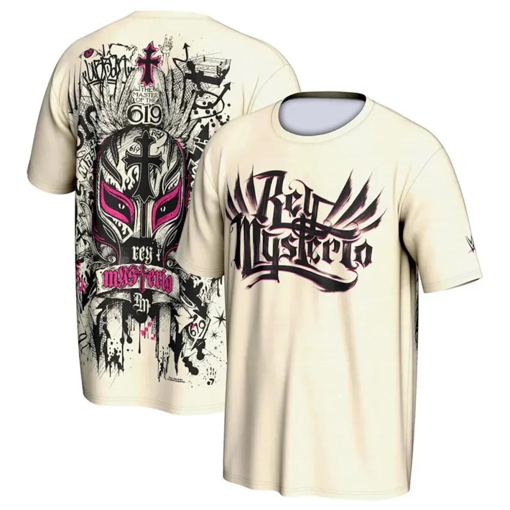 T-shirt d'été pour hommes et enfants, impression 3D, célèbre lutteur Rey Mysterio, col rond, style s