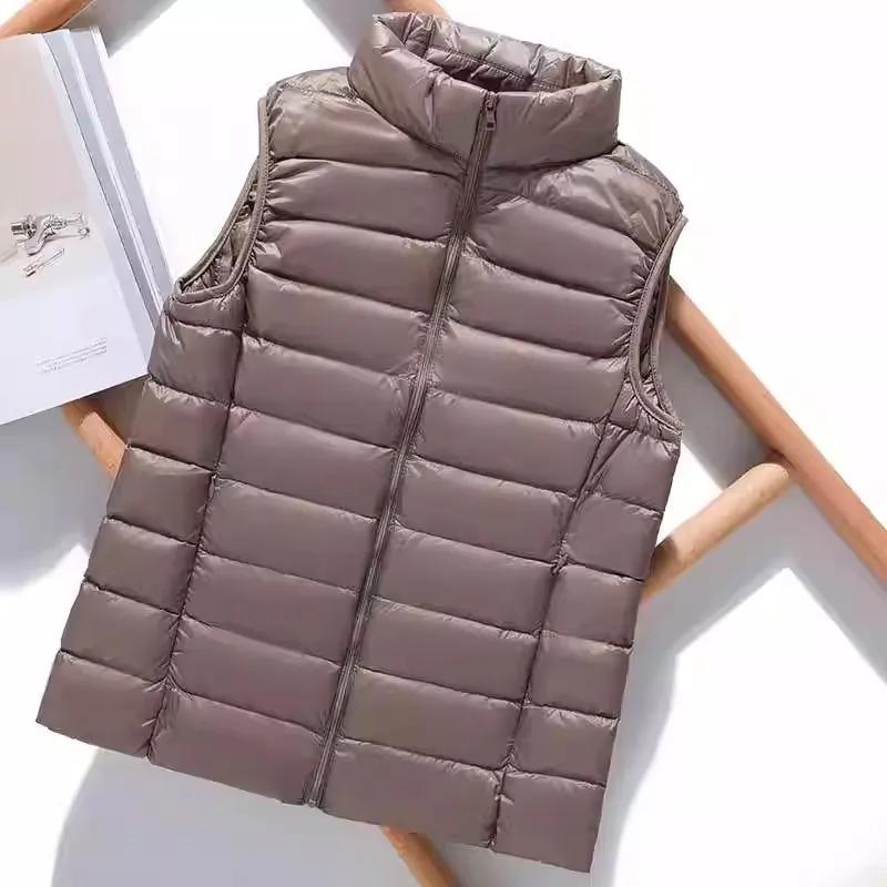 Gilet en duvet d'automne et d'hiver pour femme, veste courte ultra-légère en duvet de canard, gilet 