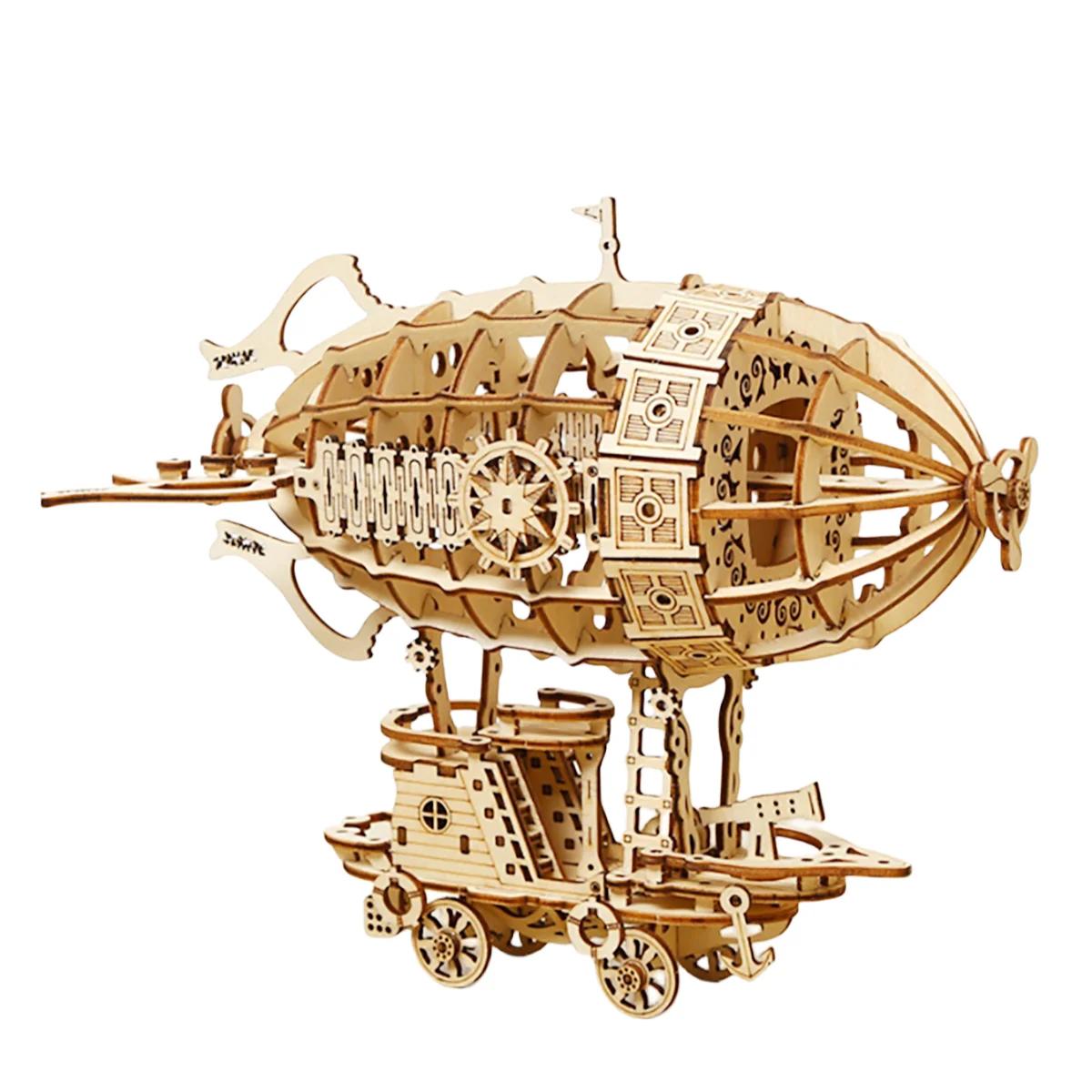 Modèle d'échelle de Puzzle en bois de voiture 3D dirigeable, Kit de modèle de bricolage, cadeau arti