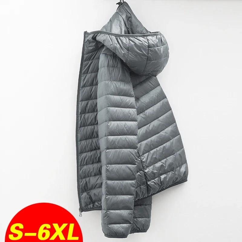 Manteau d'hiver à capuche pour hommes, doudoune en duvet de canard blanc, grande taille, ultraléger,