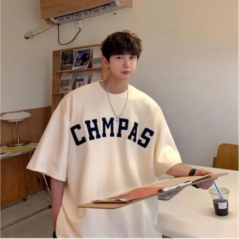 M-8XL hommes surdimensionné mode coréenne ample américain Vintage lettre imprimer à manches courtes 