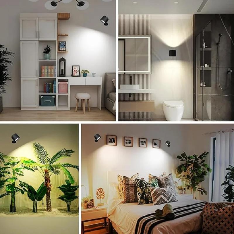 LED appliques murales lumière contrôle tactile Double tête applique 360 rotatif 3 couleurs appliques