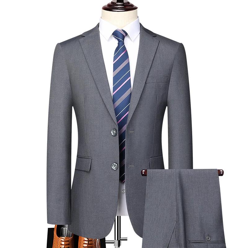Costume (Blazer + Pantalon) Homme – Décontracté, Formel, Affaires, Élégant, Couleur Unie, Pour Toute