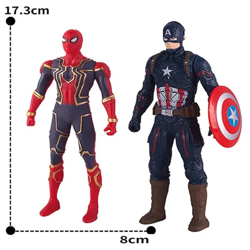 17 cm Marvel Spiderman modèle Anime figurines Spider-man Captainironman lumineux jouets pour enfants