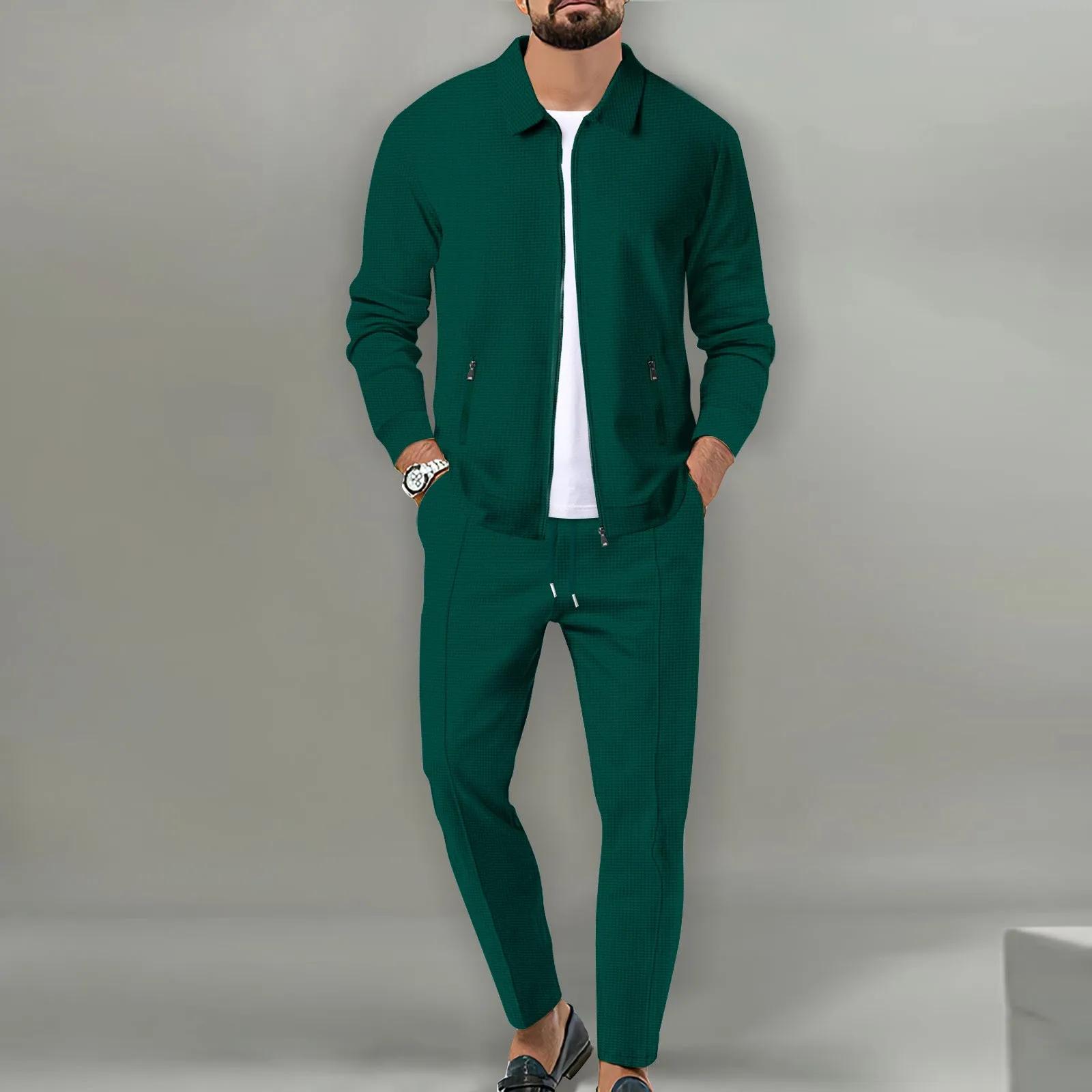 Veste et pantalon de sport pour hommes, couleur unie, populaire, pour jeunes, deux combinaisons de l