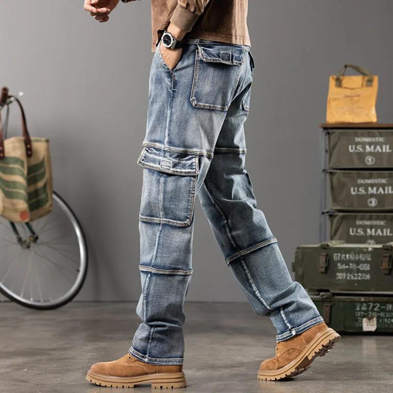 Automne nouveaux Styles en plein air hommes jambes larges jean vêtements de travail multi-poches pan
