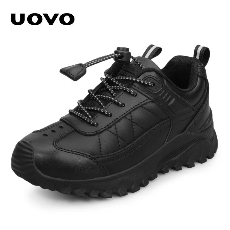 UOVO – chaussures d'école en cuir pour garçons, baskets noires pour enfants, chaussures uniformes fa
