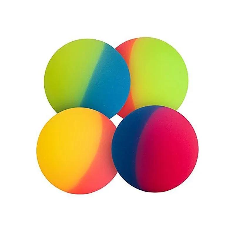 Boule élastique en caoutchouc, arc-en-ciel, bicolore, mat, solide, boule flottante colorée, boule am