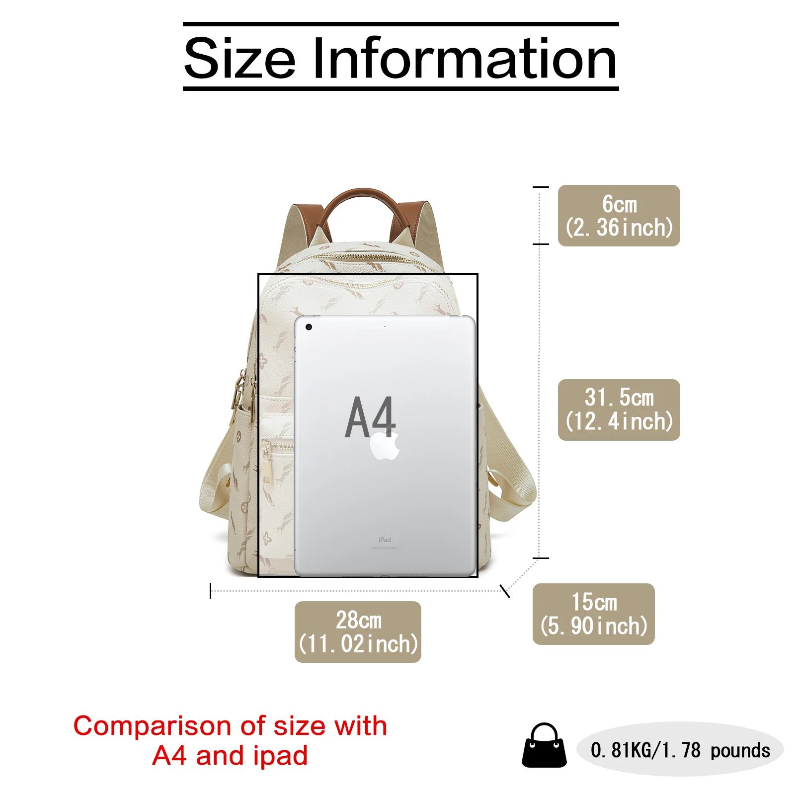 FOXER – sac à dos élégant en cuir imprimé pour femmes, sac à dos de grande capacité pour filles, sac