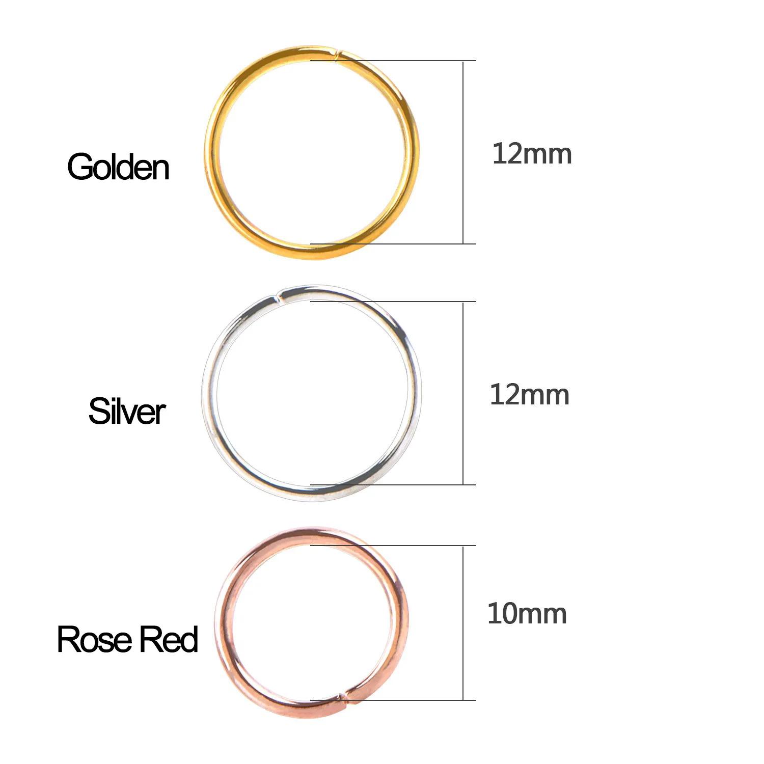 100 pièces 12mm doré/argent/Rose rouge couleur anneaux de cheveux pinces à cheveux boucle pour femme