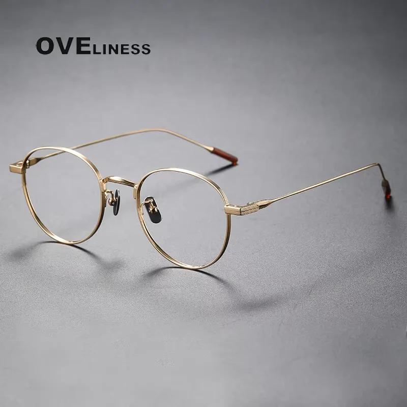 2025 rétro rond pur titane lunettes cadre hommes femmes montures de lunettes nouvelle marque Design 