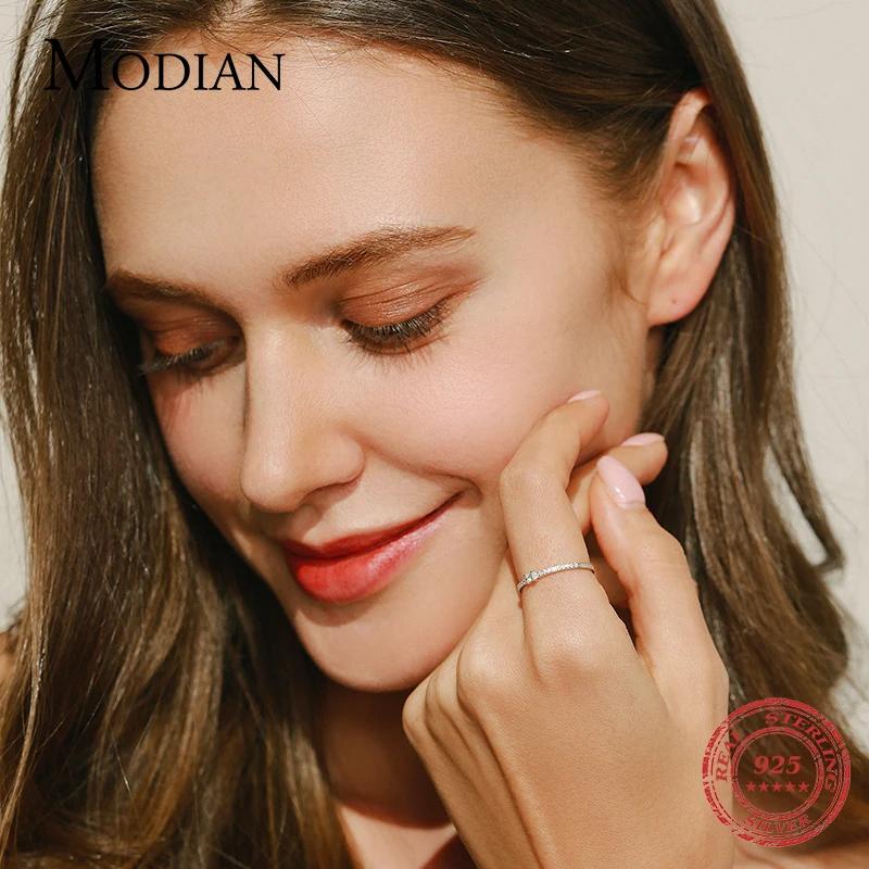 Modian 2021 réel 925 en argent Sterling Simple carré clair CZ charme couleur or bagues pour les femm