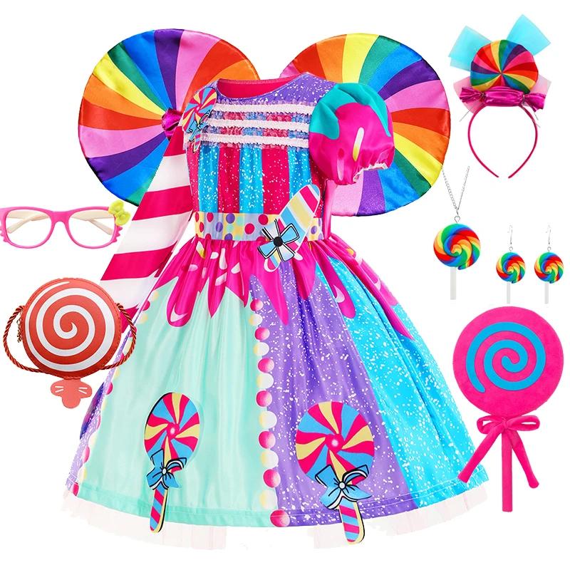 Déguisement pour filles, robe bonbon, sucette pour enfants, Costume de Cosplay fantaisie pour enfant